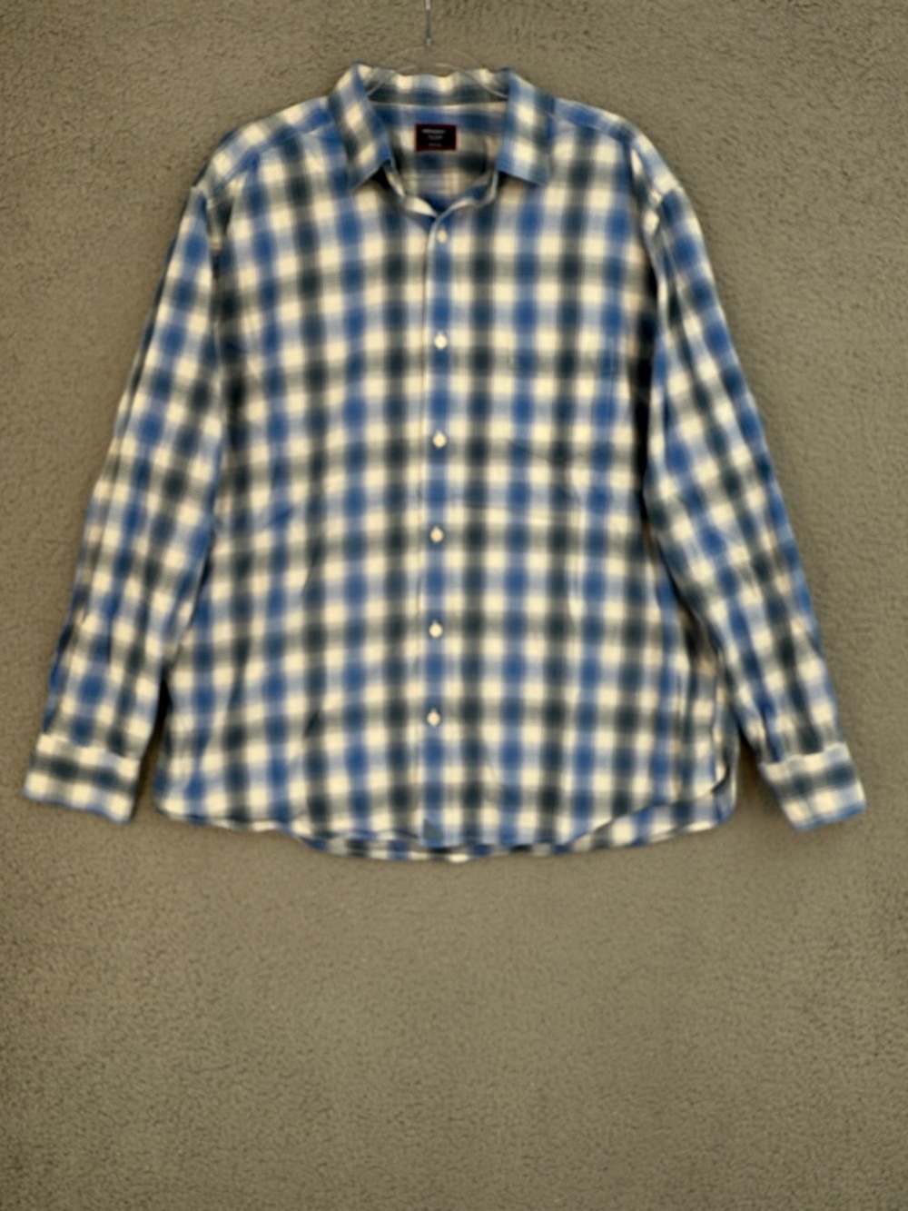 UNTUCKit Bauer Flannel Mens XXL long sleeve Blue & White Plaid Button Up Shirt